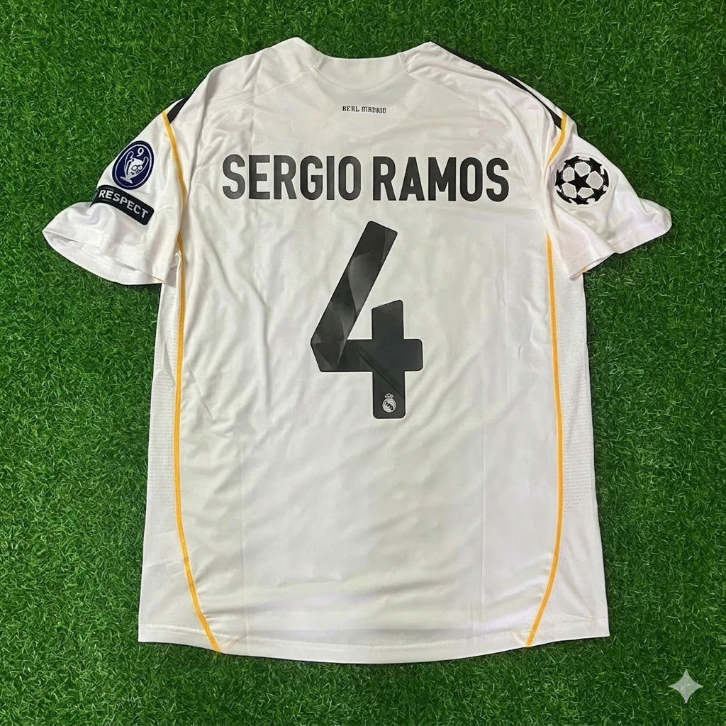 Sergio Ramos  Real Madrid 2009 2010 Retro Jersey Soccer Shirt Trikot