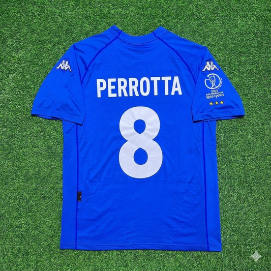 Simone Perrotta #8 Italy 2002 World Cup Home Retro Jersey