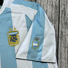 Lionel Messi 2008 Retro Argentina White Olympics Jersey Maillot Trikot Maglia Soccer Shirt