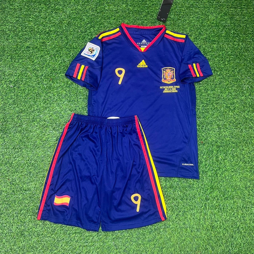 Spain 2010 World Cup Fernando Torres Retro Kids Football Jersey back view
