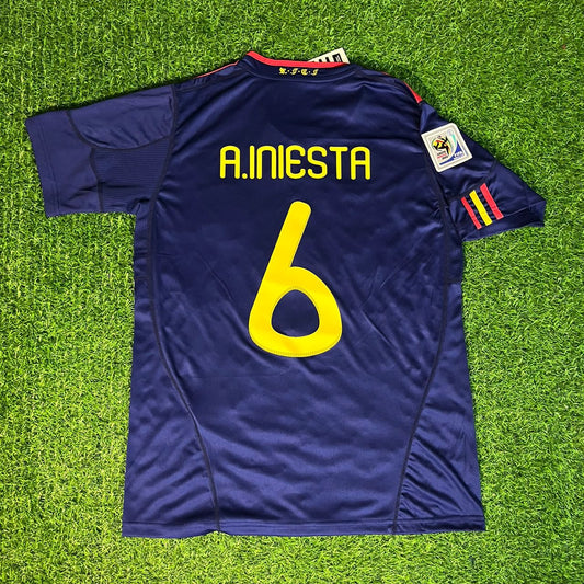 Andrés Iniesta - Spain Away 2010 World Cup Final Retro Jersey Trikot Maillot Camiseta