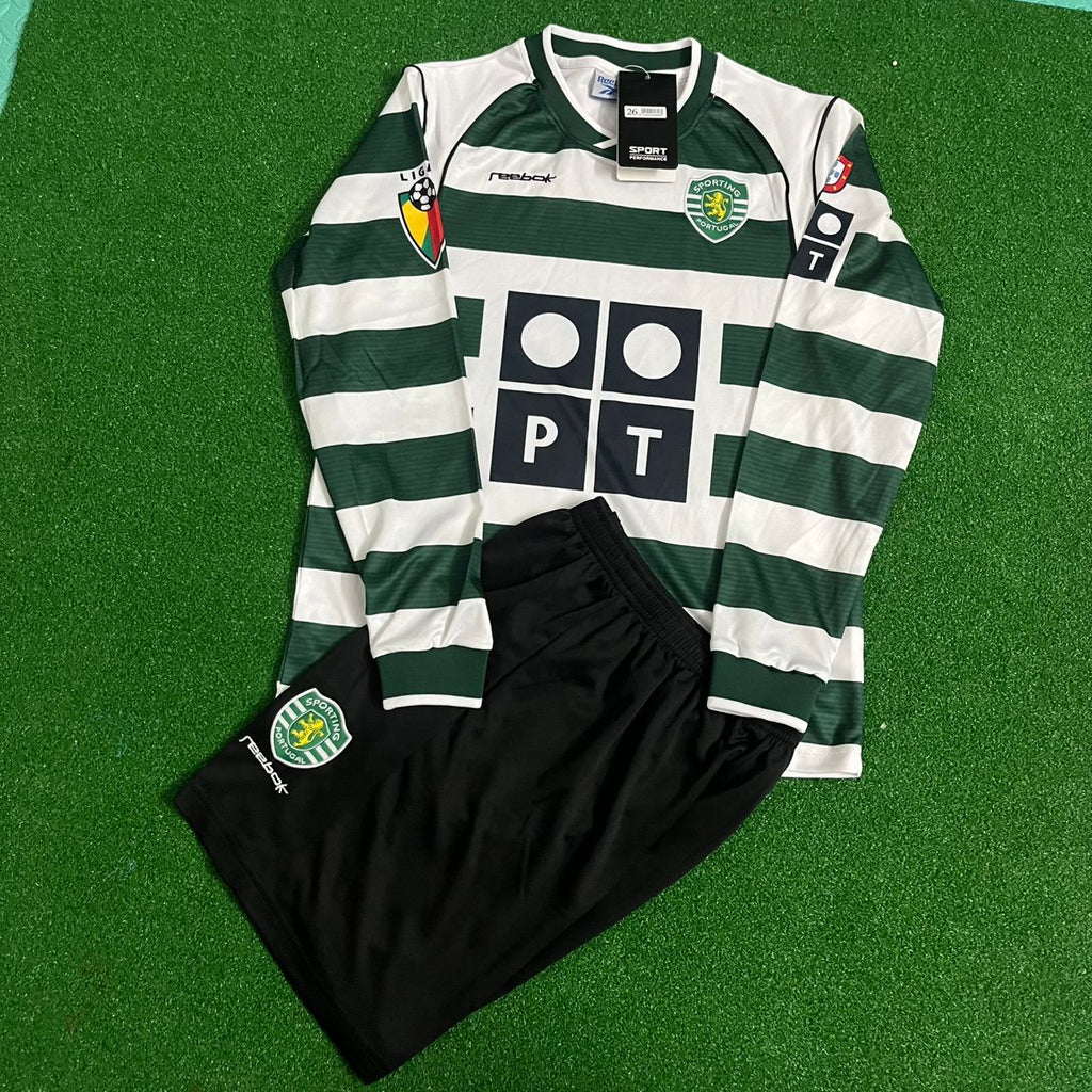 Cristiano Ronaldo Sporting Lisbon First Season Long Sleeve Retro Kids Jersey Soccer Shirt