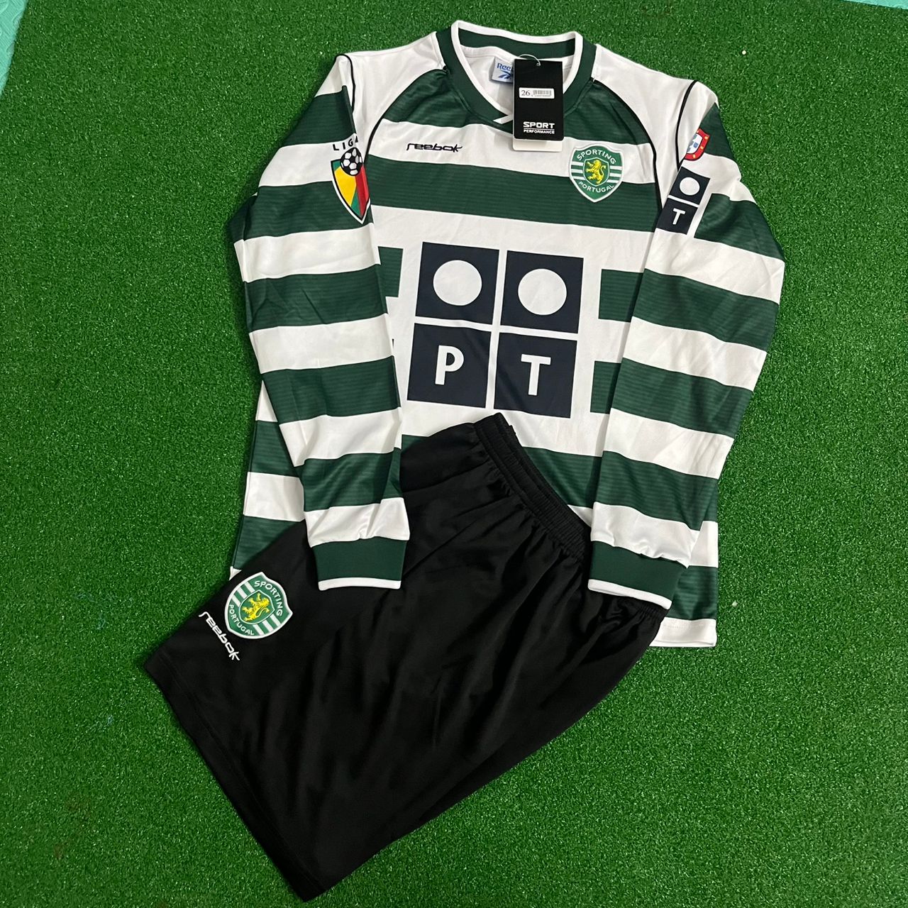 Cristiano Ronaldo Sporting Lisbon First Season Long Sleeve Retro Kids Jersey Soccer Shirt