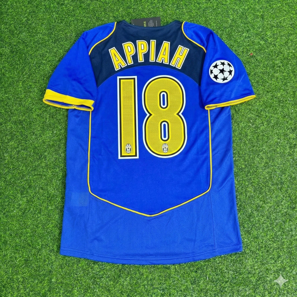 Stephen Appiah Juventus 2004-2005 Blaues Retro-Trikot | Kit | Trikot | Maillot Fußballtrikot