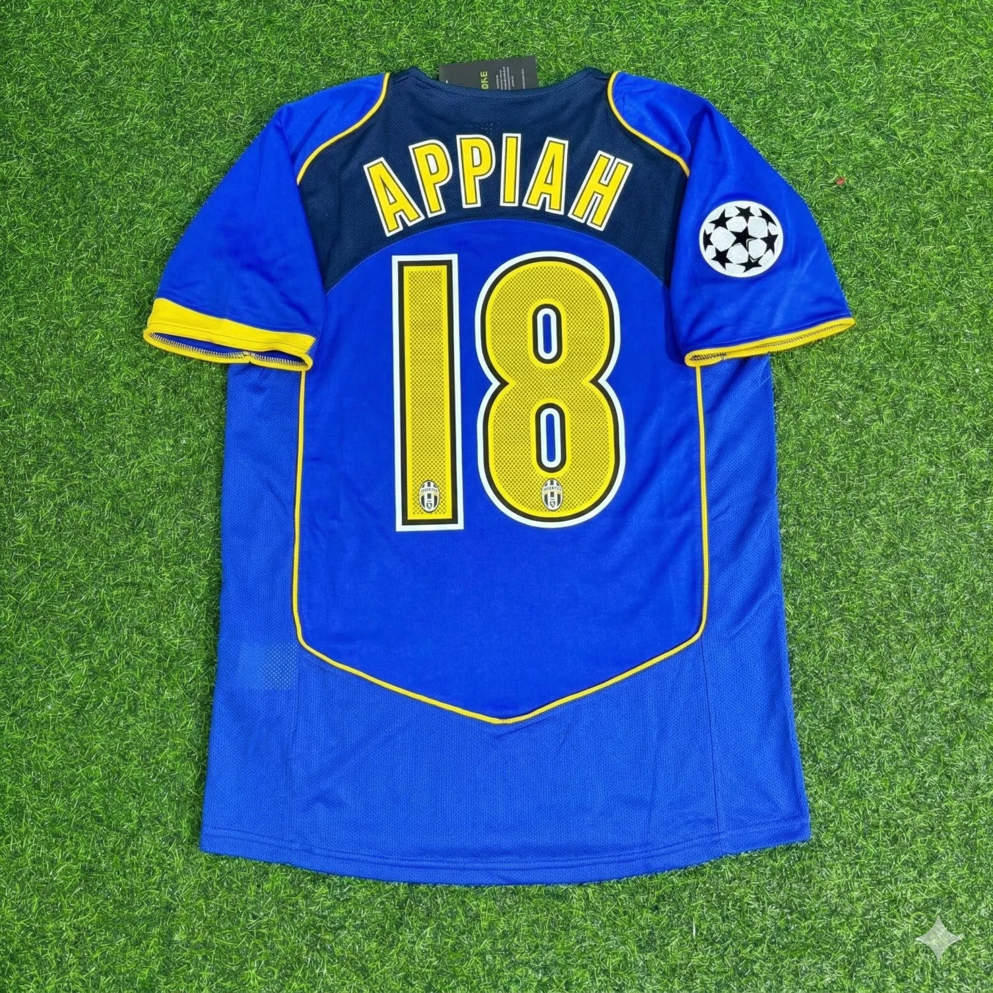 Stephen Appiah Juventus 2004-2005 Blaues Retro-Trikot | Kit | Trikot | Maillot Fußballtrikot