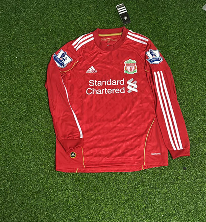 Steven Gerrard Liverpool Saison 2010/2011 Langarm-Retro-Trikot Rot