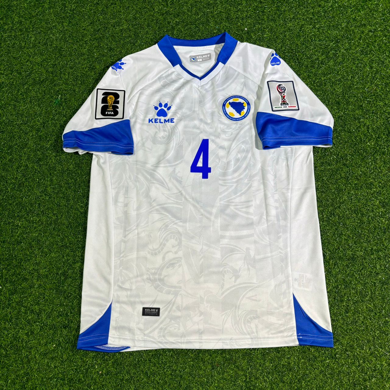 Tarik Muharemovic Bosnia and Herzegovina 2026 World Cup Away White Football Jersey