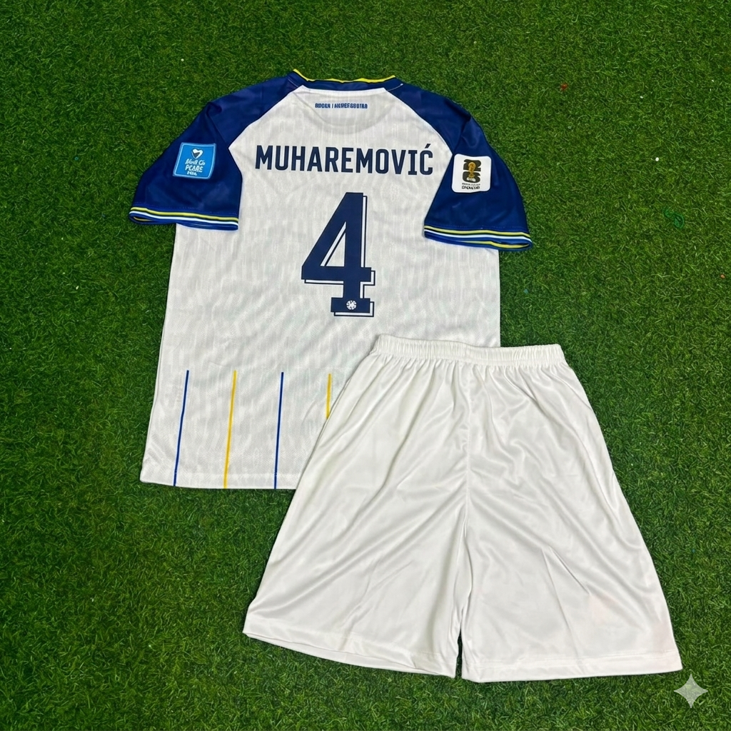 Tarik Muharemovic Bosnia and Herzegovina 2026 World Cup Away White Kids Kit Football Jersey