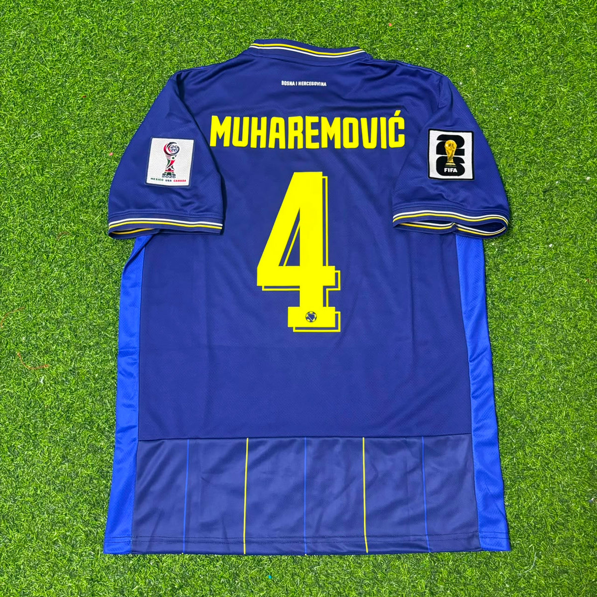 Tarik Muharemovic Bosnien und Herzegowina WM 2026 Blaues Fußballtrikot