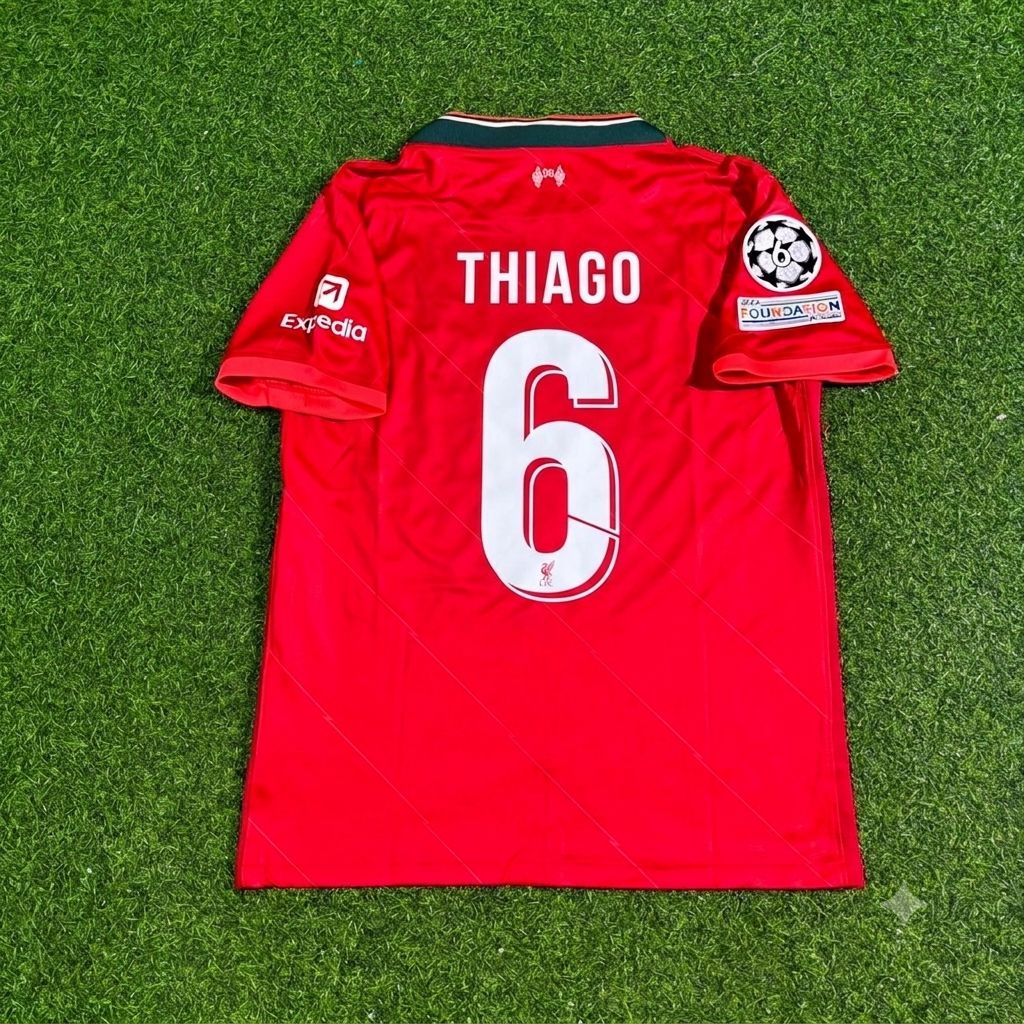 Maillot de football rétro domicile Thiago Alcantara #6 Liverpool Finale Ligue des champions 2022