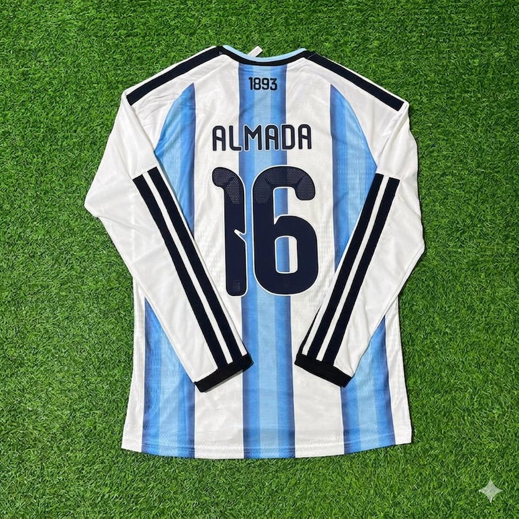 Thiago Almada #16 Argentinien 2026 WM Langarm Fußballtrikot-Set
