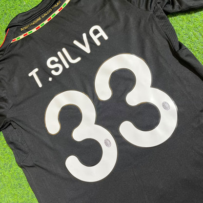 Thiago Silva AC Milan 2011/12 Red & Black Retro Football Jersey Kit