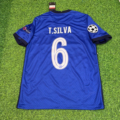 Thiago Silva 6- Chelsea 2021 Champions League Finale Blaues Retro-Fußballtrikot-Set