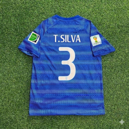 Thiago Silva 3- 2014 World Cup Retro Blue Jersey Trikot