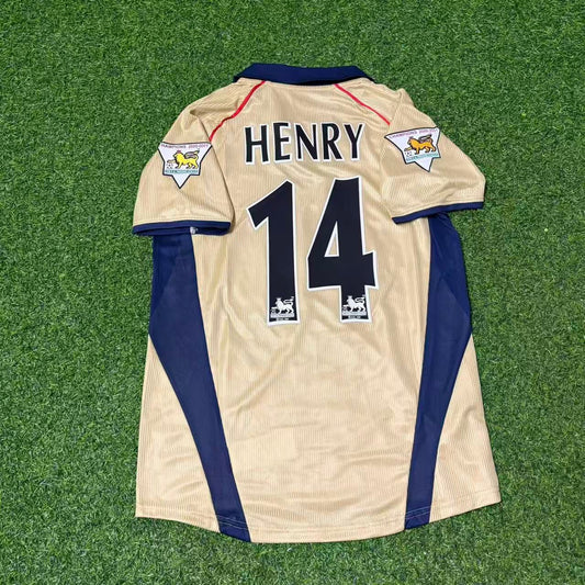 Thierry Henry #14 Arsenal 2001-2002 Auswärts Goldenes Retro-Trikot