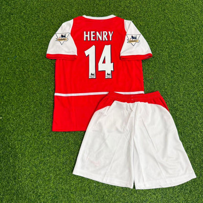 Maillot de football rétro enfant Arsenal 2002/03 domicile, Thierry Henry n° 14, écusson EPL