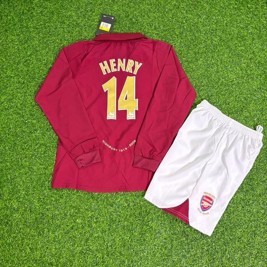 Thierry Henry Arsenal 2006 Highbury Burgund Langarm Kinder Retro Fußballtrikot