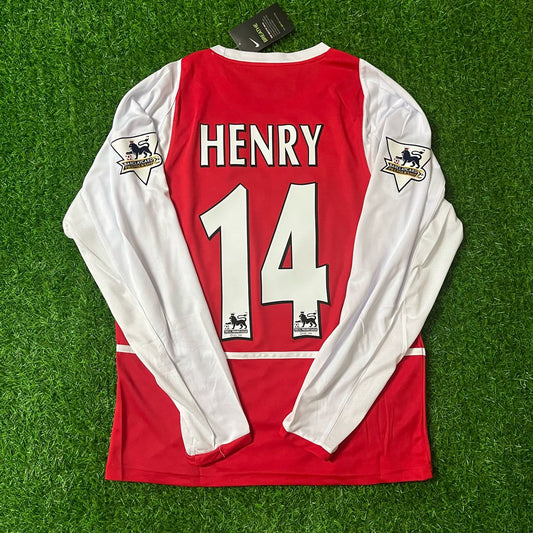Thierry Henry 14 - Arsenal Home o2 2002 Retro Long Sleeve  Kit Jersey Trikot Maglia