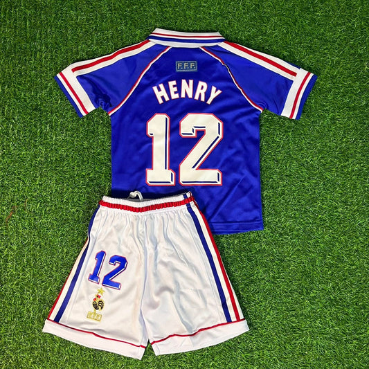 Thierry Henry 14 – France 1998 Home Kids Kit Jersey – | KinderTrikot | Maillot Enfant Soccer Shirt