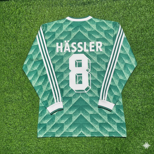 Thomas Häßler Deutschland WM 1990 Grünes Langarm-Fußballtrikot