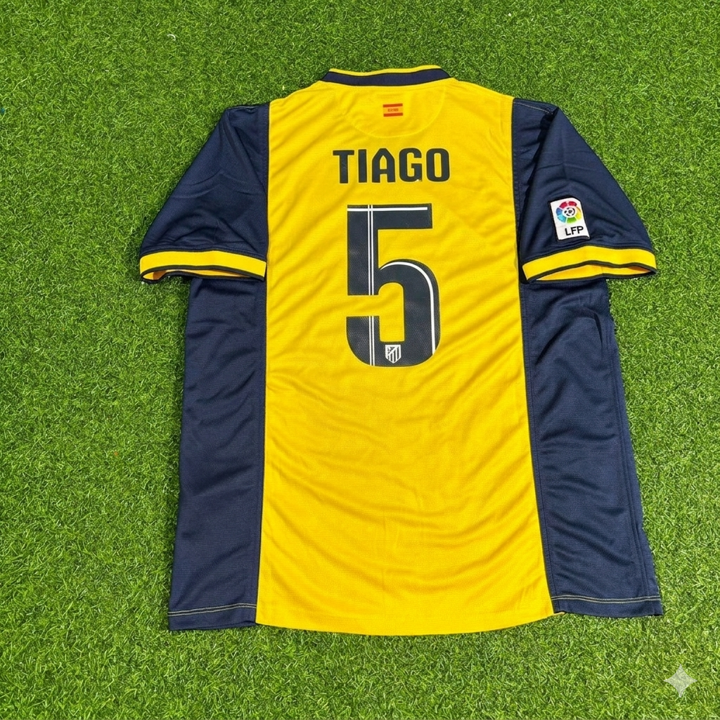 Maillot de Football Domicile Jaune Tiago Mendes #5 Atlético Madrid 2013-2014