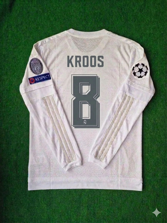 Toni Kroos 8- Real Madrid 2016 Champions League Finale Langarm Trikot Maillot Fußballtrikot