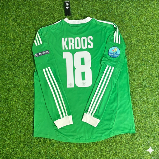 Camiseta de fútbol retro verde de manga larga de Toni Kroos, Alemania, EURO 2012