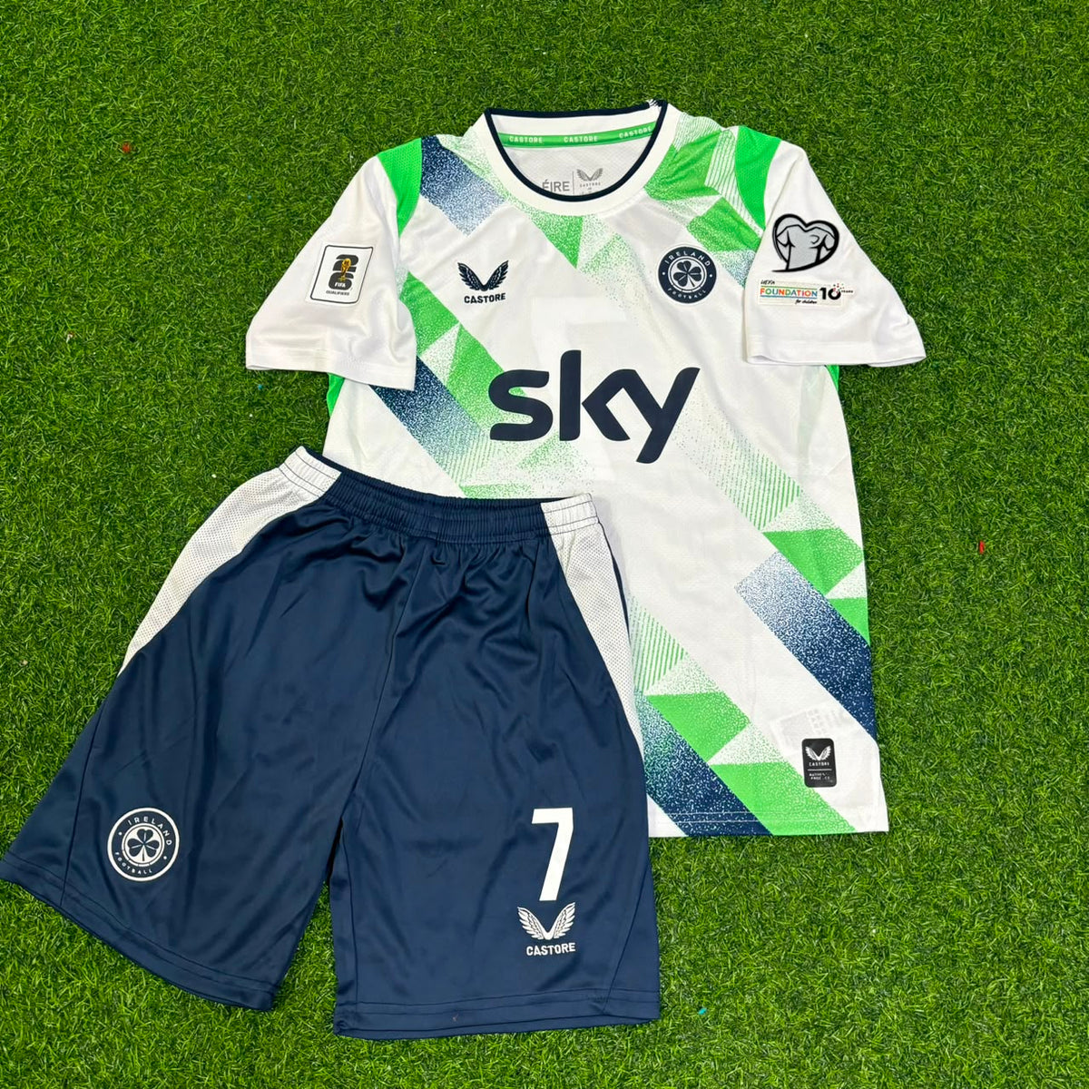 Troy Parrott #7 Irland Kinder 2026 Heim Grüne-Weiße Fußballtrikot