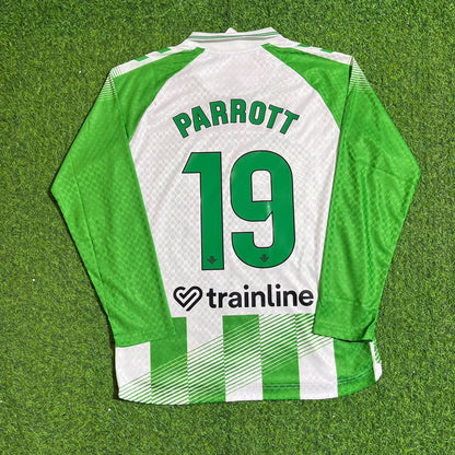 Troy Parrott Real Betis 2027 Home New Season Green White Long Sleeve Football Jersey Trikot Maillot