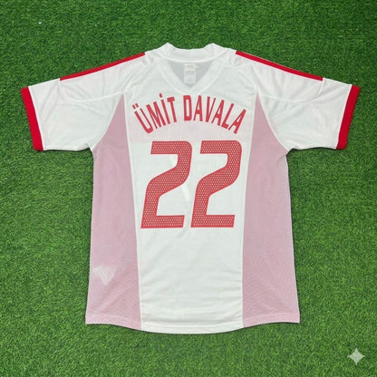 Umit Davala Türkei 2002 WM Weißes Retro-Fußballtrikot