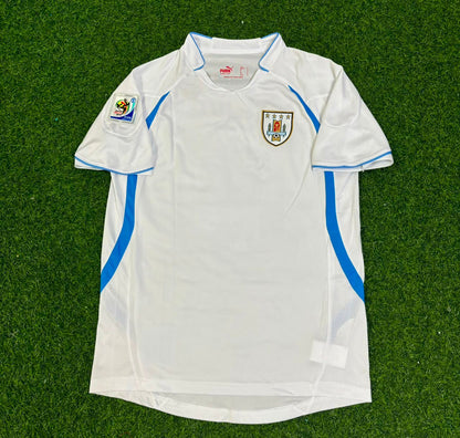 Camiseta de fútbol retro blanca de Uruguay para el Mundial 2010