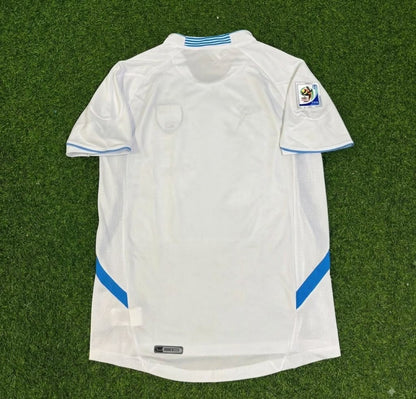 Camiseta de fútbol retro blanca de Uruguay para el Mundial 2010