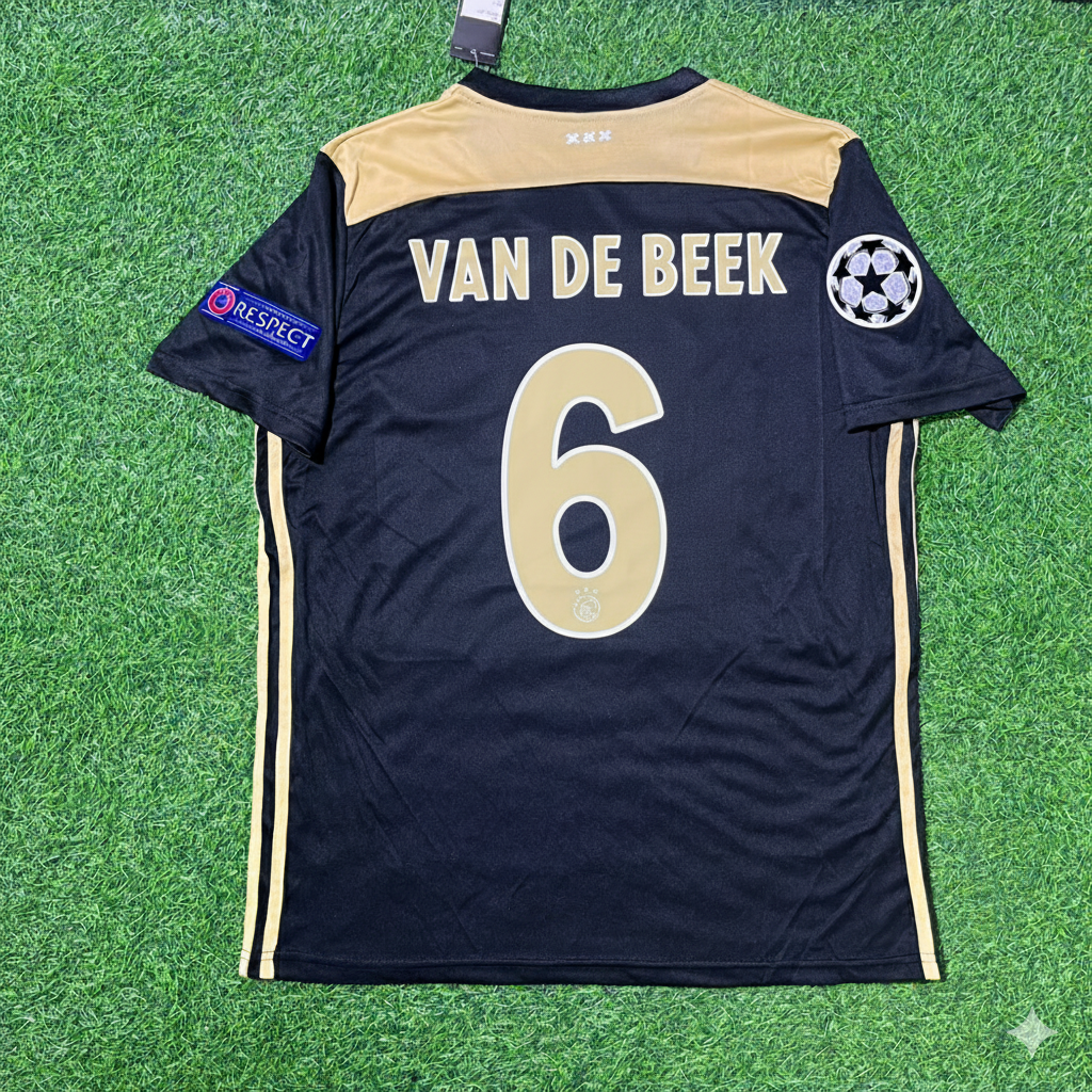 Ajax 2018/19 Champions-League-Schwarz-Retro-Fußballtrikot – Donny van de Beek