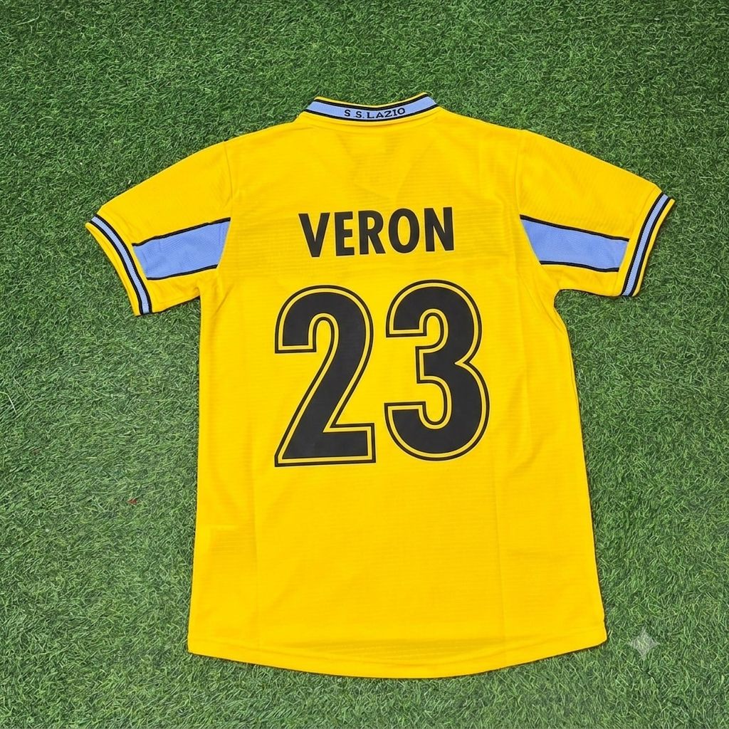 Juan Sebastian Veron Lazio 1998-2000 Yellow Retro Football Jersey