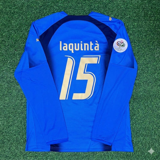 Vincenzo Iaquinta #15 Italy 2006 World Cup Final Long Sleeve Retro Jersey Maillot Trikot Maglia Soccer Shirt
