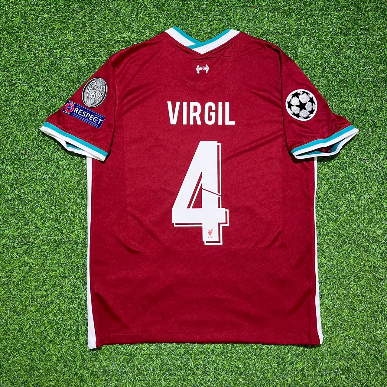 Virgil van Dijk #4 Liverpool 2020-21 Heim Retro Fußballtrikot
