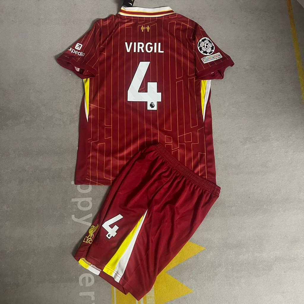 Liverpool Virgil van Dijk Ensemble Enfant Maillot Rétro Kit Enfant Maillot de Foot