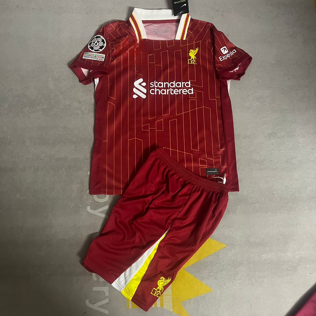 Liverpool Virgil van Dijk Ensemble Enfant Maillot Rétro Kit Enfant Maillot de Foot