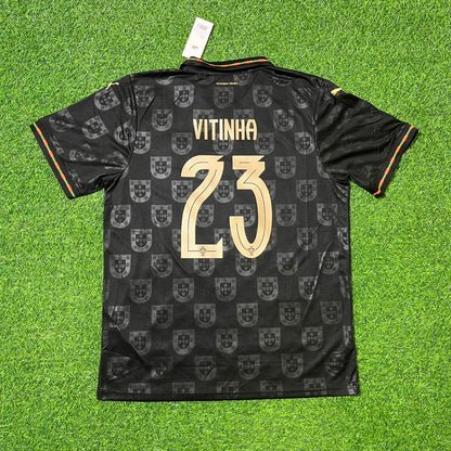Vitinha Portugal 2025/26 New Season Black Football Jersey Kit