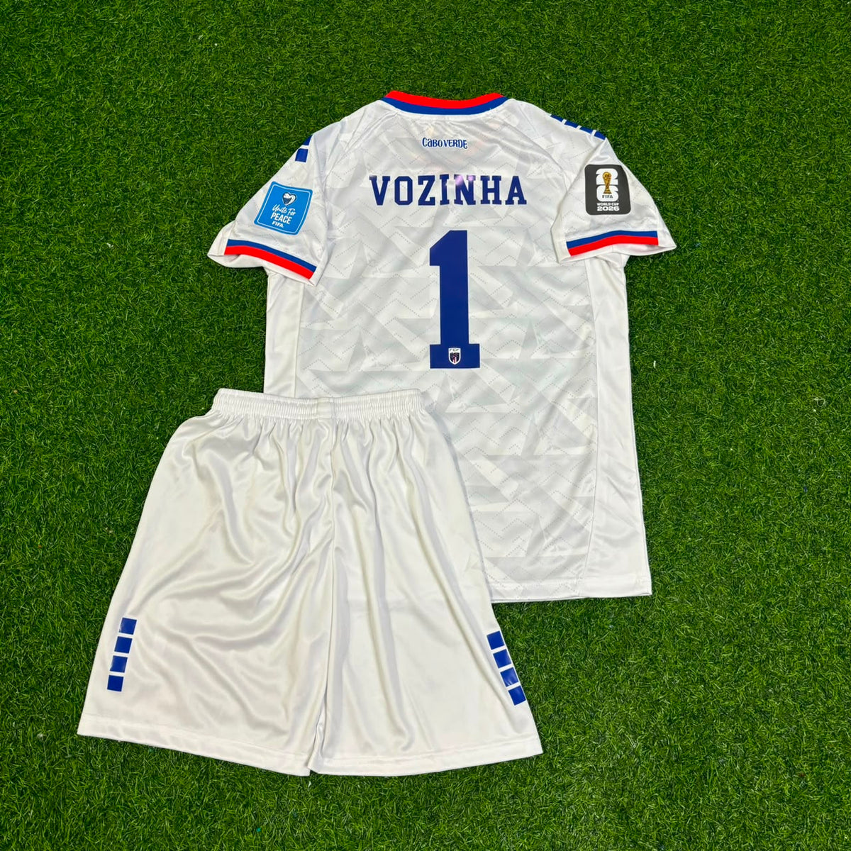 Vozinha #1 Kap Verde Torwart 2026 WM Kinder weißes Fußballtrikot