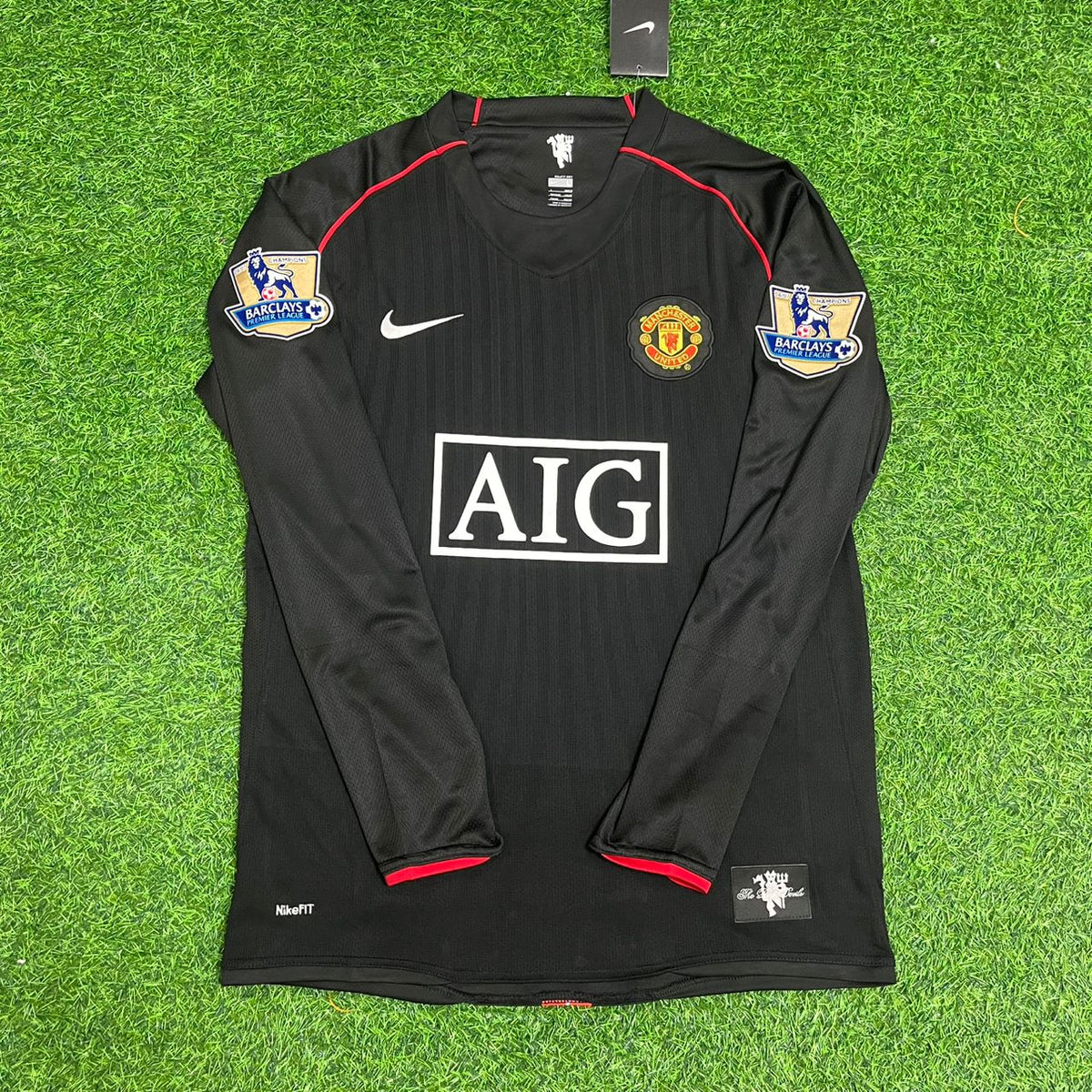 Conjunto de camiseta de fútbol retro negra del Manchester United 2007-2008 de Wayne Rooney