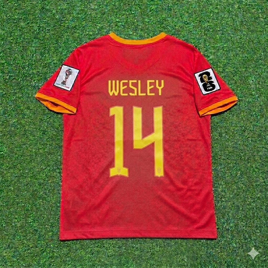Maillot rouge Wesley 14# Brésil Coupe du Monde 2026