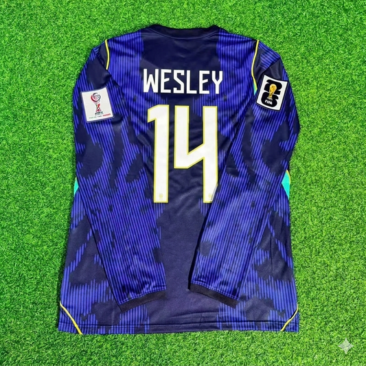 Wesley 14# Brasilien 2026 WM Ärmel Blaues Auswärtstrikot