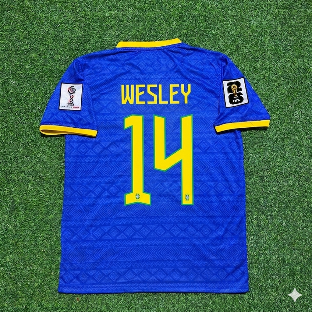 Maillot de foot Wesley 14 - Brésil Coupe du Monde 2026 bleu nouvelle saison