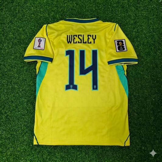 Wesley #14 Brazil 2026 World Cup Yellow Home Football Jersey