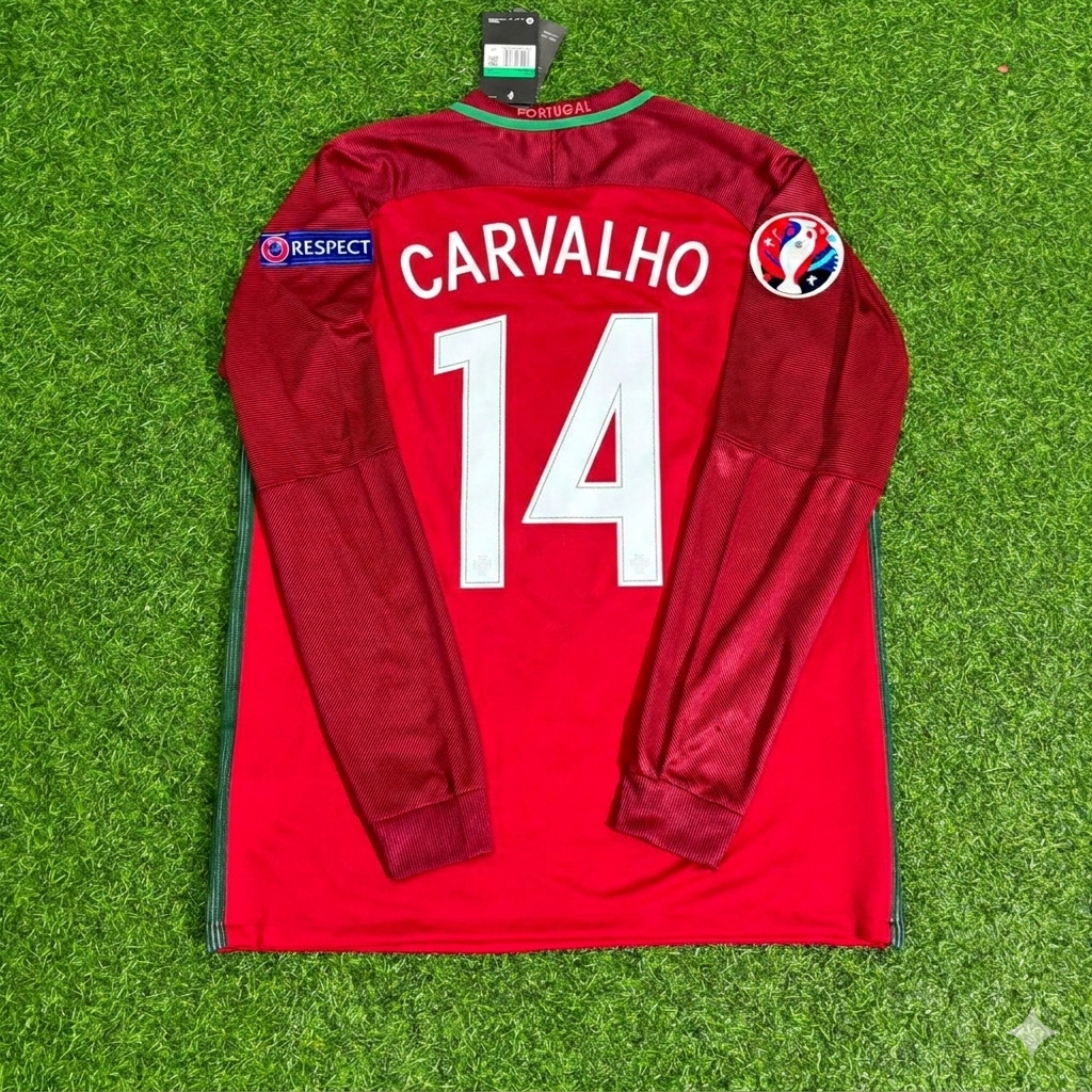 William Carvalho 14 - Portugal EURO 2016 Finale Retro-Fußballtrikot mit langen Ärmeln