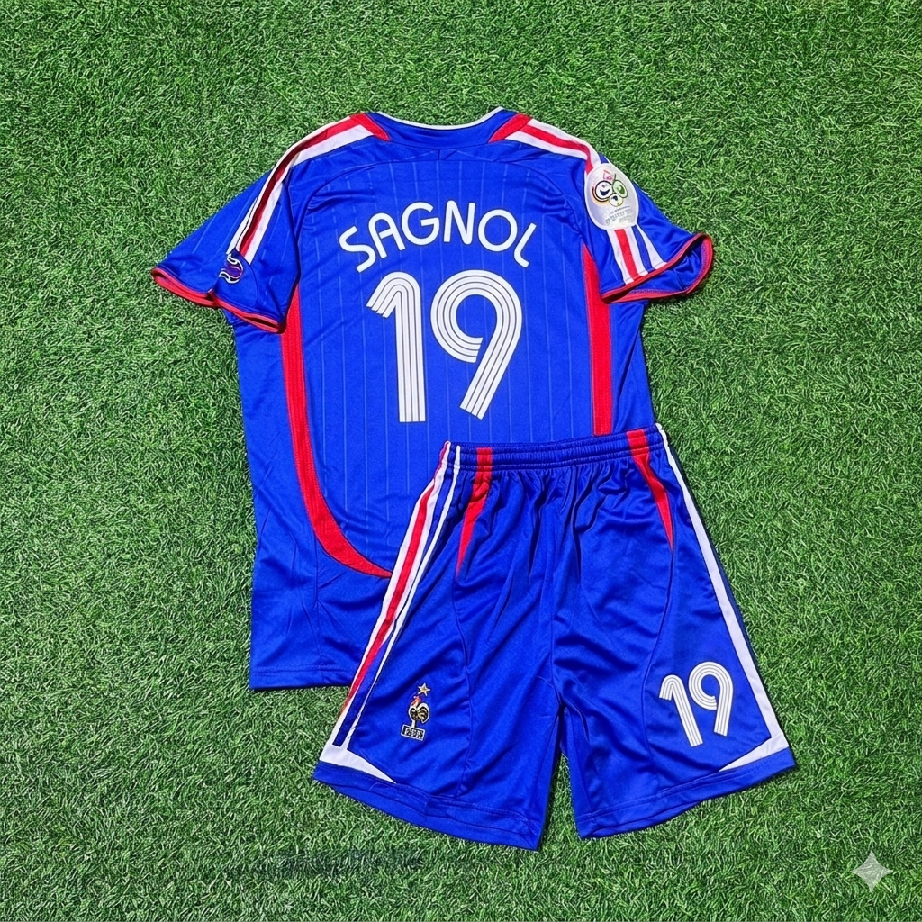 Willy Sagnol #19 Frankreich WM 2006 Kinder Retro Trikot Blau