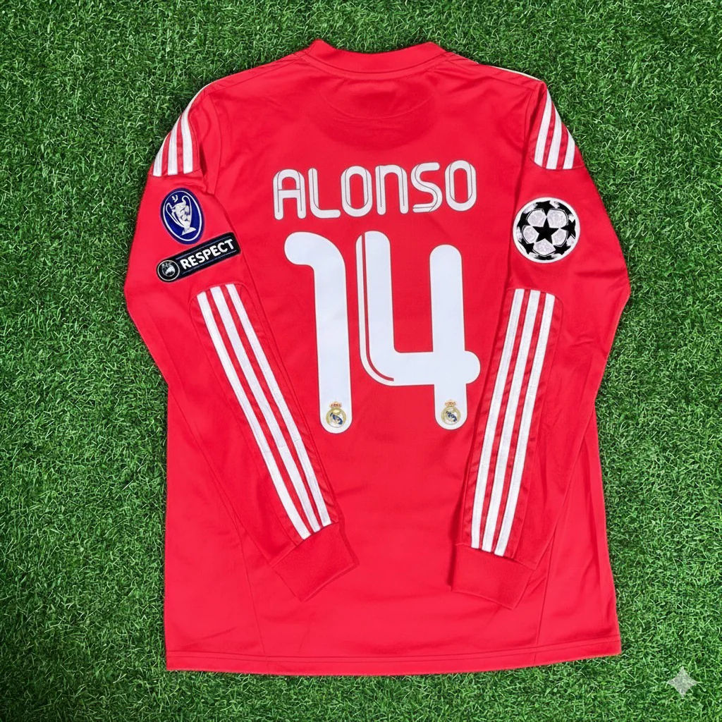 Xabi Alonso 14- Real Madrid 2011-2012 Red Long Sleeve Jersey Soccer Shirt