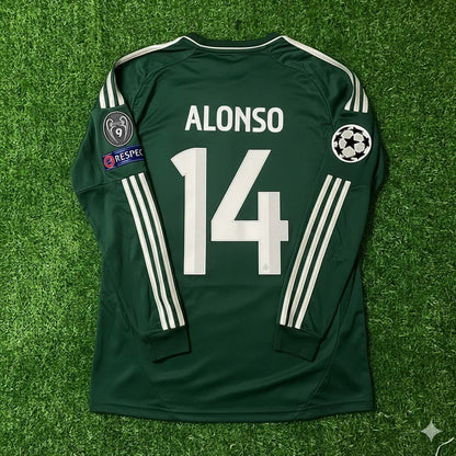 Xabi Alonso 14- Real Madrid 2012-2013 Champions League Green Long Sleeve Jersey Soccer Shirt