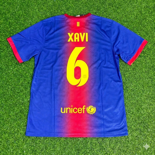 Xavi Hernandez Barcelona 2012/2013 Retro Home Football Jersey